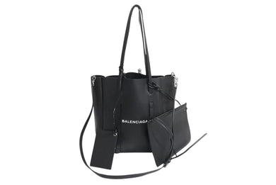 BALENCIAGA バレンシアガ エブリデイ トート XS 2WAY トートバッグ ショルダーバッグ 489813 レザー ブラック ホワイト 美品 中古 4b003303