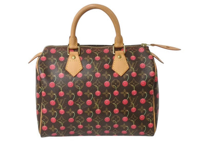 極美品 LOUIS VUITTON ルイヴィトン モノグラムチェリー スピーディ25 ハンドバッグ M95009 村上隆 ブラウン 中古 4b003388