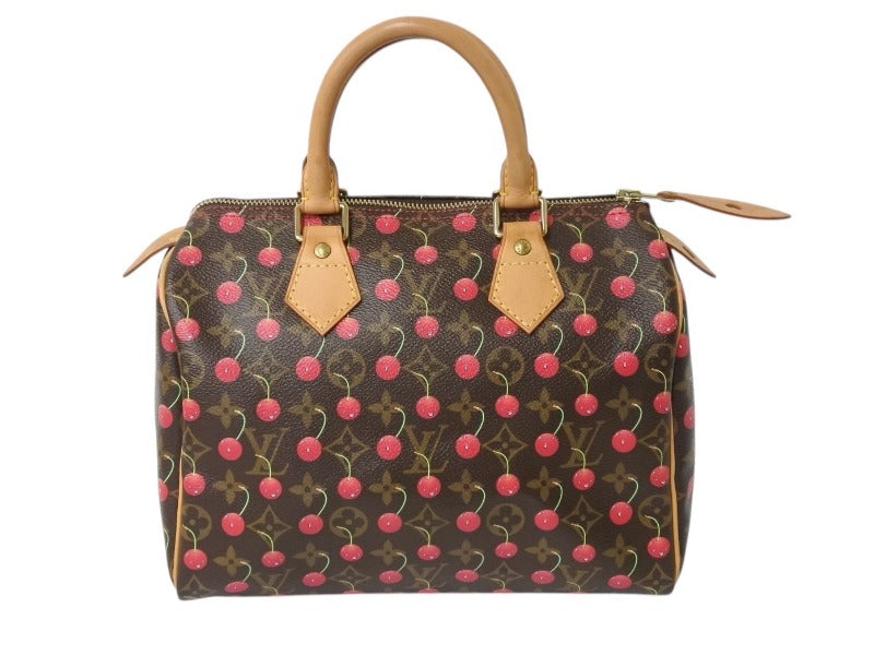 極美品 LOUIS VUITTON ルイヴィトン モノグラムチェリー スピーディ25 ハンドバッグ M95009 村上隆 ブラウン 中古 4b003388