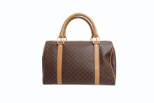 Load image into Gallery viewer, CELINE セリーヌ マカダム柄 ハンドバッグ ベージュ ブラウン PVC レザー ミニボストン ロゴ 鞄 ゴールド金具 美品 中古 4b003405