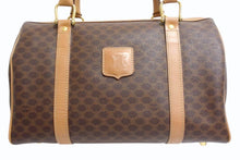 Load image into Gallery viewer, CELINE セリーヌ マカダム柄 ハンドバッグ ベージュ ブラウン PVC レザー ミニボストン ロゴ 鞄 ゴールド金具 美品 中古 4b003405