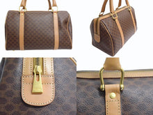 Load image into Gallery viewer, CELINE セリーヌ マカダム柄 ハンドバッグ ベージュ ブラウン PVC レザー ミニボストン ロゴ 鞄 ゴールド金具 美品 中古 4b003405