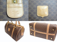 Load image into Gallery viewer, CELINE セリーヌ マカダム柄 ハンドバッグ ベージュ ブラウン PVC レザー ミニボストン ロゴ 鞄 ゴールド金具 美品 中古 4b003405