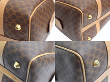 Load image into Gallery viewer, CELINE セリーヌ マカダム柄 ハンドバッグ ベージュ ブラウン PVC レザー ミニボストン ロゴ 鞄 ゴールド金具 美品 中古 4b003405