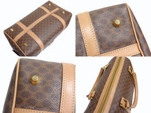 Load image into Gallery viewer, CELINE セリーヌ マカダム柄 ハンドバッグ ベージュ ブラウン PVC レザー ミニボストン ロゴ 鞄 ゴールド金具 美品 中古 4b003405
