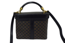Load image into Gallery viewer, CELINE セリーヌ ハンドバッグ ミニバッグ ショルダーバッグ バニティ マカダム柄 レザー ブラック ブラウン 美品 中古 4b003432