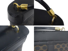 Load image into Gallery viewer, CELINE セリーヌ ハンドバッグ ミニバッグ ショルダーバッグ バニティ マカダム柄 レザー ブラック ブラウン 美品 中古 4b003432