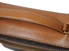 Load image into Gallery viewer, CELINE セリーヌ マカダム柄 ハンドバッグ バニティバック 化粧ポーチ PVC レザー DM95 ブラウン ゴールド金具 美品 中古 4b003433