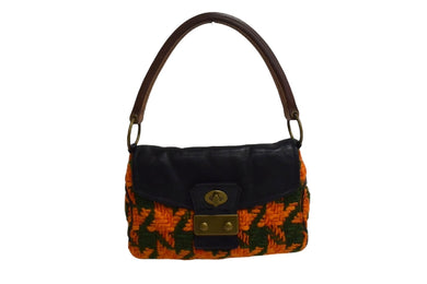 MIUMIU ミュウミュウ ワンショルダーバッグ ハンドバッグ 2way レザー ウール ブラック マルチカラー ゴールド金具 美品 中古 4b003450