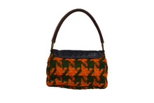 画像をギャラリービューアに読み込む, MIUMIU ミュウミュウ ワンショルダーバッグ ハンドバッグ 2way レザー ウール ブラック マルチカラー ゴールド金具 美品 中古 4b003450