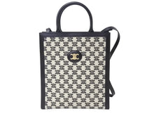 Load image into Gallery viewer, 極美品 CELINE セリーヌ トートバッグ トリンオフ スモールバーティカルカバ 194352CS8.38NO カーフスキン キャンバス ブラック ホワイト 中古 4b003460