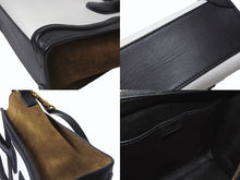 Load image into Gallery viewer, CELINE セリーヌ ハンドバッグ ショルダーバッグ 2way ラゲージナノショッパー カーフ ブラック ホワイト カーキ 美品 中古 4b003461