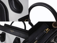 Load image into Gallery viewer, CELINE セリーヌ ハンドバッグ ショルダーバッグ 2way ラゲージナノショッパー カーフ ブラック ホワイト カーキ 美品 中古 4b003461