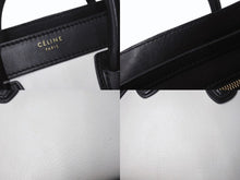 Load image into Gallery viewer, CELINE セリーヌ ハンドバッグ ショルダーバッグ 2way ラゲージナノショッパー カーフ ブラック ホワイト カーキ 美品 中古 4b003461