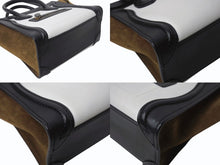 Load image into Gallery viewer, CELINE セリーヌ ハンドバッグ ショルダーバッグ 2way ラゲージナノショッパー カーフ ブラック ホワイト カーキ 美品 中古 4b003461