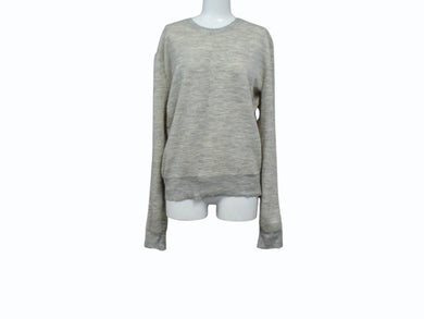 極美品 CELINE セリーヌ クルーネック ウール ニット セーター 長袖 イタリア製 23W61/5186 アイボリー グレー サイズXS 中古 4b003468