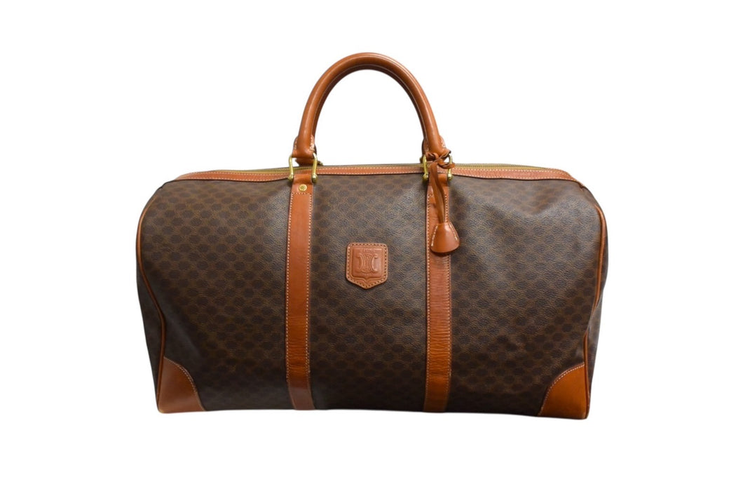 CELINE セリーヌ ボストンバッグ ブラウン PVC レザー ゴールド金具 美品 中古 4b003533