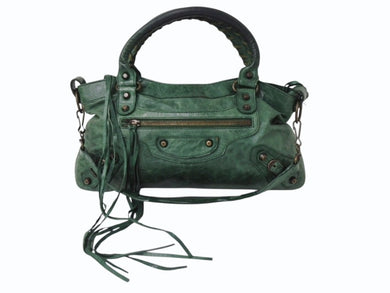 BALENCIAGA バレンシアガ ザ ファースト 2WAY ショルダーバッグ 103208・213048 グリーン レザー ハンドバッグ 良品 中古 4b003541
