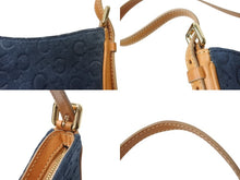 Load image into Gallery viewer, CELINE セリーヌ ワンショルダーバッグ CE00/12 マカダム スウェード レザー ネイビー ブラウン ゴールド金具 美品 中古 4b003572