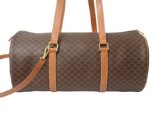 Load image into Gallery viewer, CELINE セリーヌ マカダム 2WAYバッグ ショルダーバッグ ボストンバッグ ハンドバッグ PVC レザー ブラウン ゴールド 美品 中古 4b003576