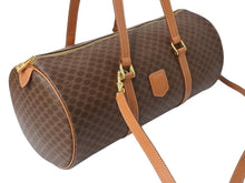 Load image into Gallery viewer, CELINE セリーヌ マカダム 2WAYバッグ ショルダーバッグ ボストンバッグ ハンドバッグ PVC レザー ブラウン ゴールド 美品 中古 4b003576