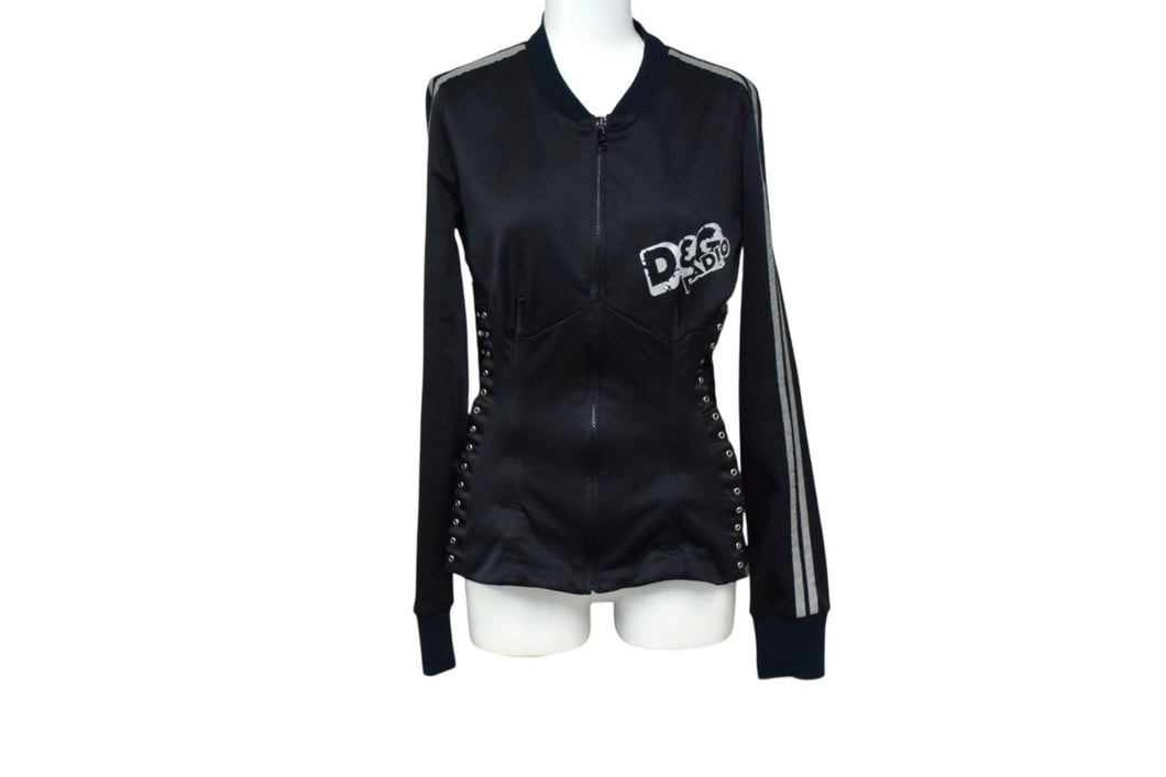 DOLCE&GABBANA ドルチェアンドガッバーナ RADIO ジップアップ トラック ジャケット ブラック ナイロン ポリエステル サイズ40 美品 中古 4b003639