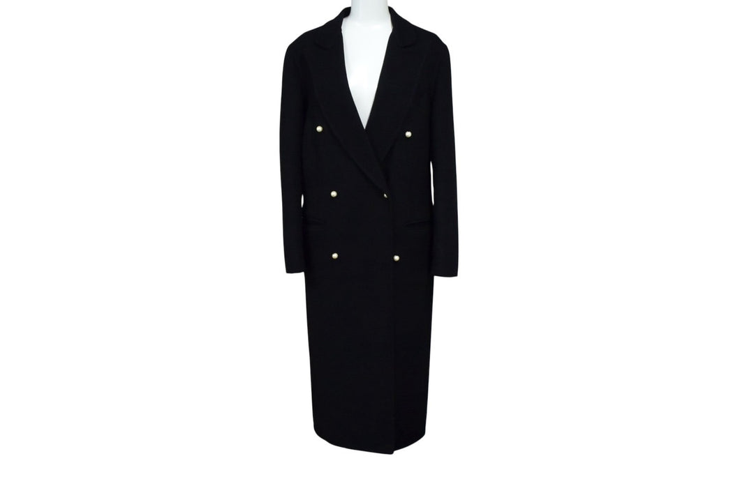CELINE セリーヌ コート ロングコート フィービー期 ヴィンテージ パールボタン カシミヤ キュプラ サイズ34 イタリア製 ブラック 美品 中古 4b003640