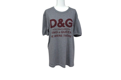 DOLCE&GABBANA ドルチェアンドガッバーナ KING ＆ QUEEN ロゴ 半袖Ｔシャツ グレー レッド コットン G8HR8T サイズS 美品 中古 4b003642