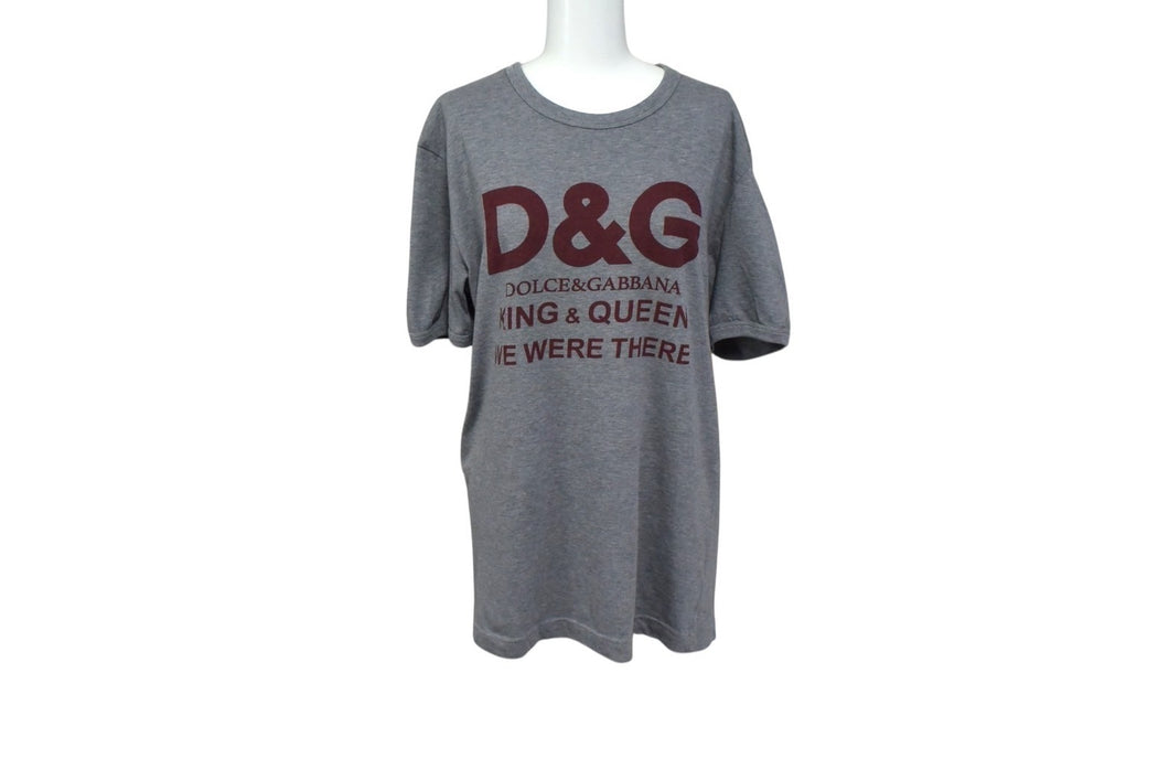 DOLCE&GABBANA ドルチェアンドガッバーナ KING ＆ QUEEN ロゴ 半袖Ｔシャツ グレー レッド コットン G8HR8T サイズS 美品 中古 4b003642