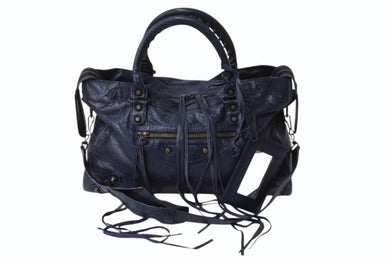 BALENCIAGA バレンシアガ The City ザ シティ 2WAY ハンドバッグ ネイビー 紺色 115748 レザー ショルダー 鞄 良品 中古 4b003728