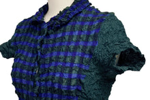 画像をギャラリービューアに読み込む, me ISSEY MIYAKE ミー イッセイミヤケ チェック柄 プリーツ加工 半袖シャツ MI02FK667 日本製 グリーン 美品 中古 4b003827