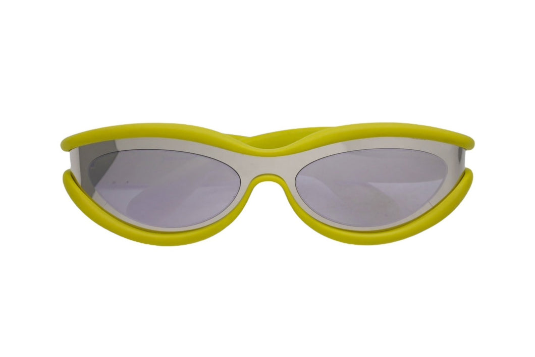 BOTTEGAVENETA ボッテガヴェネタ ラバーフレーム サングラス SV1211S サイズ56□19-135 XL ライムグリーン シルバー 美品 中古 4b003846