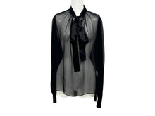 画像をギャラリービューアに読み込む, 新品未使用 DOLCE&amp;GABBANA ドルチェ アンド ガッバーナ ブラウス シアー ブラウス ブラック シルク 40 F7AG0TFU1AT 中古 4b003861