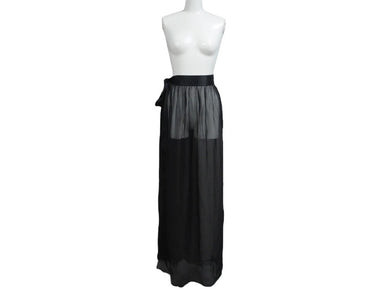 新品未使用 DOLCE & GABBANA ドルチェ&ガッバーナ Long Silk Chiffon Skirt シアーラップスカート F4C0AT サイズ40 ブラック 中古 4b003867