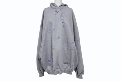 VETEMENTS ヴェトモン SCRIBBLED HOODIE ハンドペイントプリント オーバーサイズ プルオーバーパーカー グレー サイズXS UE54HD480G 美品 中古 4b003872