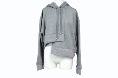 極美品 LOEWE ロエベ アナグラム パーカー 短丈 1727170 ポルトガル製 コットン ウール グレー サイズXS 中古 4b003873