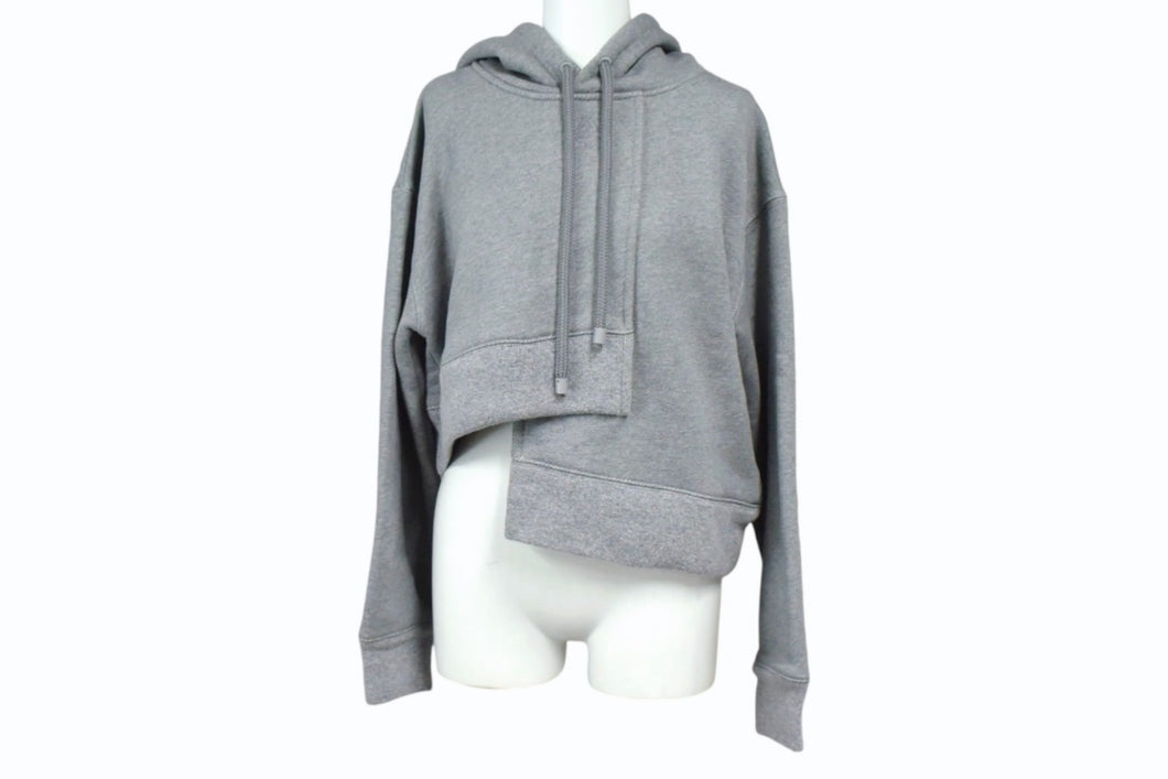 極美品 LOEWE ロエベ アナグラム パーカー 短丈 1727170 ポルトガル製 コットン ウール グレー サイズXS 中古 4b003873