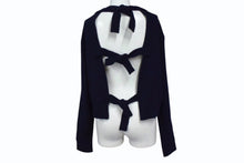 Load image into Gallery viewer, 極美品 CELINE セリーヌ フィービー期 バック リボン 変形 ニット ネイビー ウール 2 3BL0 トップス 紺色 サイズXS 中古 4b003881