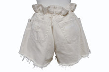 画像をギャラリービューアに読み込む, MIUMIU ミュウミュウ デニムショートパンツ デニムショーツ GWP300 サイズ27 ロゴプリント アイボリー 美品 中古 4b003887