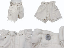 画像をギャラリービューアに読み込む, MIUMIU ミュウミュウ デニムショートパンツ デニムショーツ GWP300 サイズ27 ロゴプリント アイボリー 美品 中古 4b003887