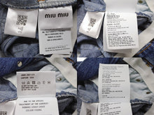 画像をギャラリービューアに読み込む, MIUMIU ミュウミュウ デニムショートパンツ デニムショーツ GWP300 サイズ27 ロゴプリント インディゴブルー 美品 中古 4b003888