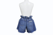 画像をギャラリービューアに読み込む, MIUMIU ミュウミュウ デニムショートパンツ デニムショーツ GWP300 サイズ27 ロゴプリント インディゴブルー 美品 中古 4b003888