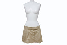 画像をギャラリービューアに読み込む, 極美品 MIUMIU ミュウミュウ チノ ミニスカート MG1801 サイズ40 刺繍ロゴ入り ツータック アウトタック ベージュ 中古 4b003890