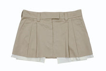画像をギャラリービューアに読み込む, 極美品 MIUMIU ミュウミュウ チノ ミニスカート MG1801 サイズ40 刺繍ロゴ入り ツータック アウトタック ベージュ 中古 4b003890