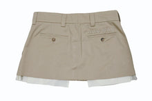 画像をギャラリービューアに読み込む, 極美品 MIUMIU ミュウミュウ チノ ミニスカート MG1801 サイズ40 刺繍ロゴ入り ツータック アウトタック ベージュ 中古 4b003890