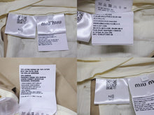 画像をギャラリービューアに読み込む, 極美品 MIUMIU ミュウミュウ チノ ミニスカート MG1801 サイズ40 刺繍ロゴ入り ツータック アウトタック ベージュ 中古 4b003890