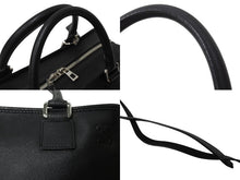 画像をギャラリービューアに読み込む, LOEWE ロエベ アマソナ36 ハンドバッグ 2WAY アナグラムロゴ エンボス加工 レザー ブラック シルバー金具 美品 中古 4b003901