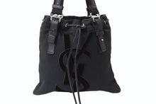 画像をギャラリービューアに読み込む, YVES SAINT LAURENT イヴサンローラン カハラ ハンドバッグ 123435 キャンバス レザー ブラック ロゴ刺繍 美品 中古 4b003937