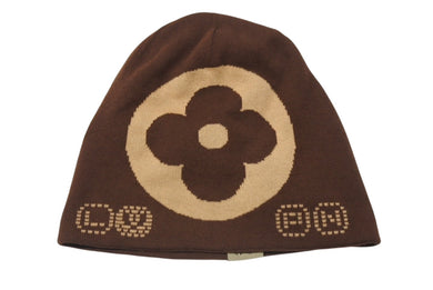 極美品 LOUIS VUITTON ルイヴィトン ビーニー 2025 SHOW ニットキャップ モノグラム ブラウン 中古 4b004017