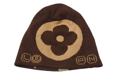 新品同様 LOUIS VUITTON ルイヴィトン ビーニー LV フィット モノグラム ニットキャップ M5248A サイズS ブラウン 中古 4b004018